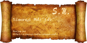 Simonyi Máté névjegykártya