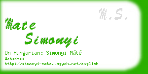 mate simonyi business card